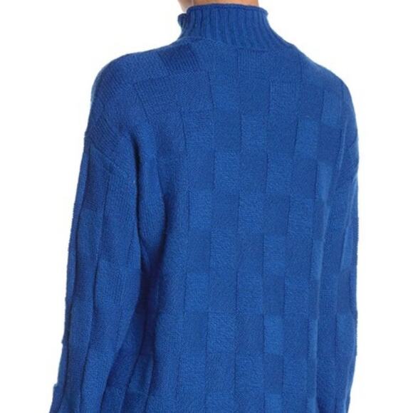 Abound Pullover Sweater Basket Stitch Knit Long Sleeve Blue Nautical Medium NEW! - Picture 2 of 8